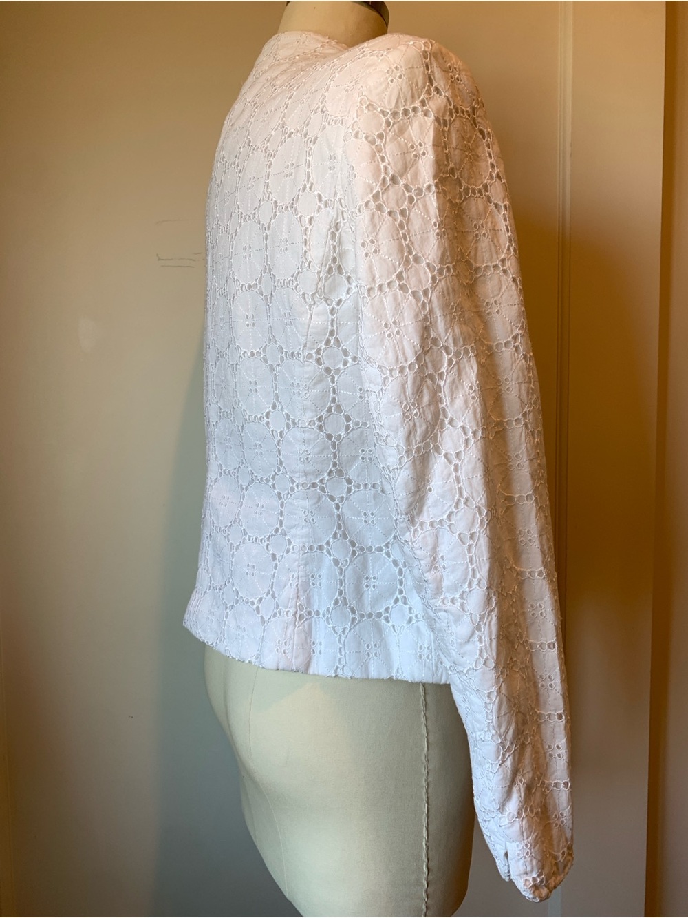 Talbots White Eyelet Button-Front Jacket - Picture 4 of 11
